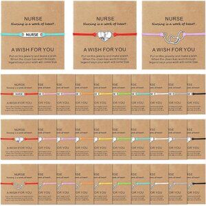30 Pcs Nurse Appreciation Bracelets Gift Set - Heart, Stethoscope, ECG Design in